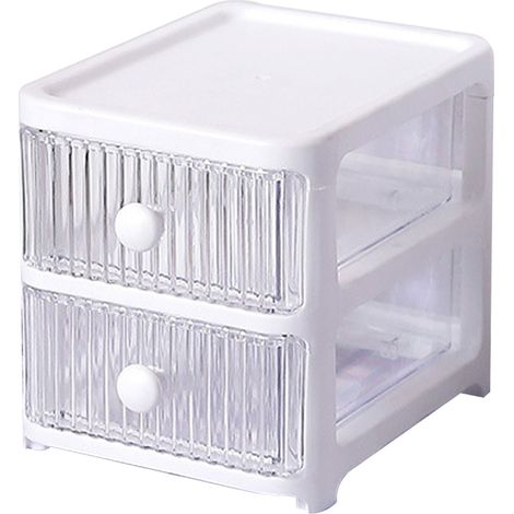 Desktop Storage Box with Drawers Multi Layers Transparent Multifunctional Stackable Desk Organizer for Home Bedroom Office 2 Layer