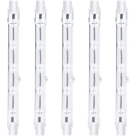 118mm R7s Dimmable ampoule halogène crayon 300W Blanc Chaud 2800K r7s linéaire 3000lm AC220-240V J118 Projecteur Halogène Linéaire pour l’éclairage de paysage,sécurité,lampadaire (5pcs) [Classe énergé (1/5)