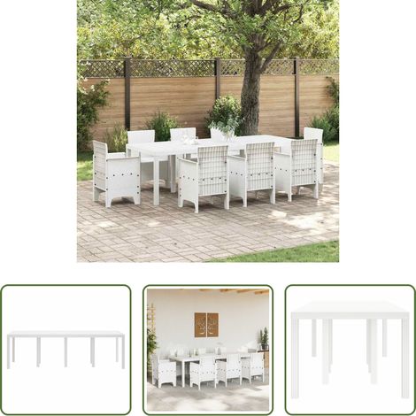 vidaXL Poly-Rattan Tisch -  Gartentisch Weiß 250 x 100 x 73 cm Poly-Rattan (1/5)