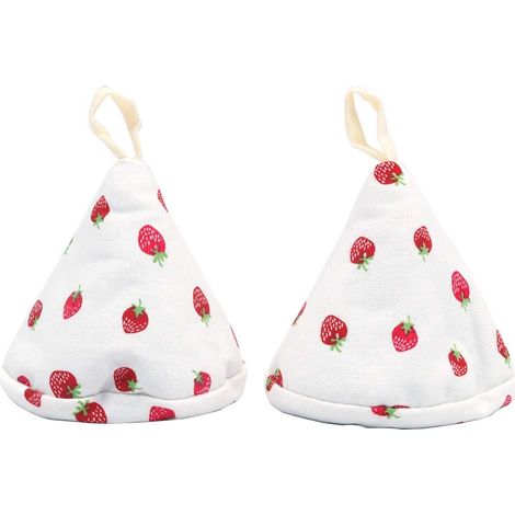 Une Paire 4.3inch Triangle Pratique Gants De Four en Coton Mignon pour Couvercle De Pot Gants Anti-brlure Cuisson Cuisson Poignée Gants De Four - Fraise (1/5)