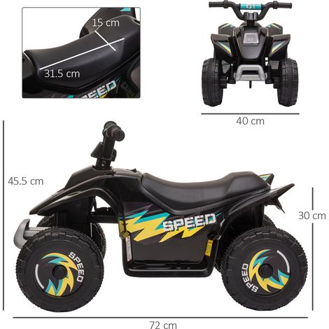 Poussette électrique à quatre roues pour enfants de 18 à 36 mois, avec batterie rechargeable 6V, 72x40x45,5cm, noire. (1/5)