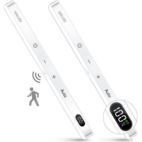 LED Lampe de Placard 60 LED, Affichage des Niveaux de Batterie, Rechargeable USB Sans Fil Lampe d'Armoire à Détecteur de Mouvement, Éclairage LED pour Escalier Cuisine Couloir (2 Pack) (1/5)