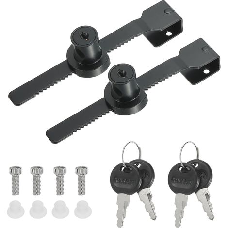 Verrou de vitrine en verre, 2Pcs Verrou à clé en alliage de zinc à simple battant pour vitrine sans perçage pour porte en verre de 5-10mm, noir (1/5)