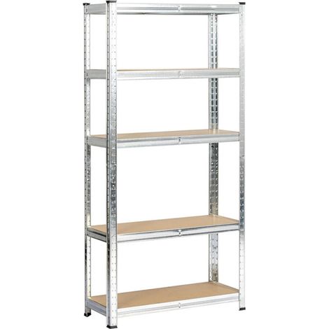 Metallregal mit 5 Böden, 70 x 30 x 150 cm Verzinkt 150 kg pro Boden MDF-Böden (1/2)