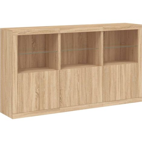 Credenza cassettiera mobile contenitore organizer cucina soggiorno soggiorno con luci a LED sonoma 181,5 x 37 x 100 cm marrone 020029948