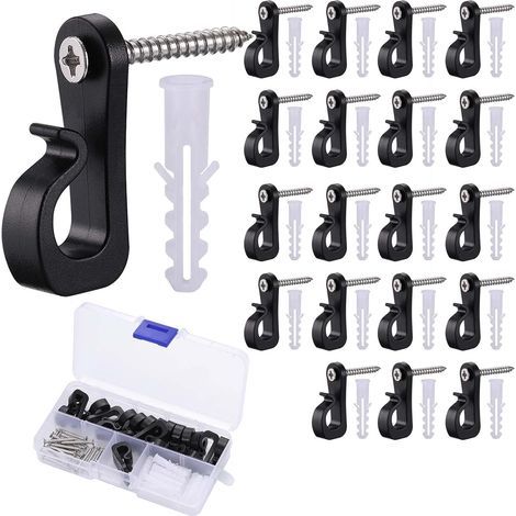 20 ganci a vite neri, ganci da soffitto in legno con portata di 10 kg, ganci a vite da parete per appendere vasi di piante, lanterne, tazze (1/5)