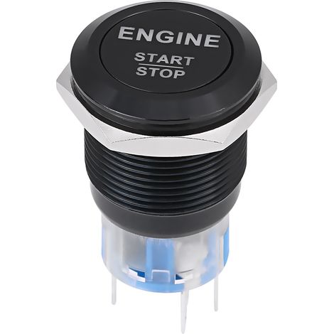 Interrupteur de démarrage moteur voiture LED blanc 12V, bouton poussoir en alliage d'aluminium zinc noir (1/5)