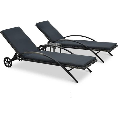 vidaXL Lettini Prendisole con Tavolo in Polyrattan Antracite