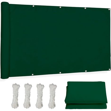Toile d'ombrage imperméable 0,9 x 3 m, bâche en maille résistante, protection solaire carrée imperméable avec protection UV, en PES, pour extérieur, jardin, toit, voiture, vert foncé (1/5)