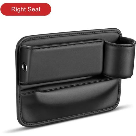 (Siège droit) Organisateur d'espace pour siège auto en cuir PU, remplisseur d'espace pour siège avant, boîte de rangement portable pour téléphone, porte-gobelet universel pour siège auto (1/5)