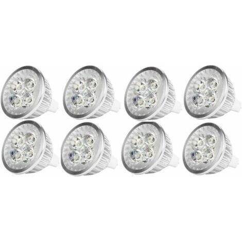 Ampoule LED MR16 4Watt Ampoule spot LED 12V 4W culot MR16 GU5.3, utilisée pour l'éclairage paysager, équivalent à une lampe halogène de 50 watts, blanc froid, 8 packs (1/4)