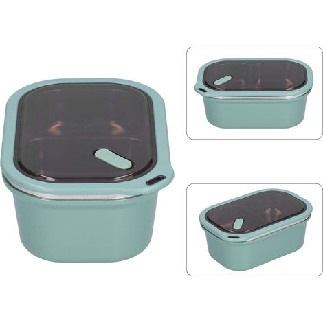 1,2-Liter-Bento-Box aus Edelstahl, doppelwandig, auslaufsicher, versiegelter Lebensmittelbehälter, Aufbewahrungsbox für Schulpicknicks (Grün) (1/5)