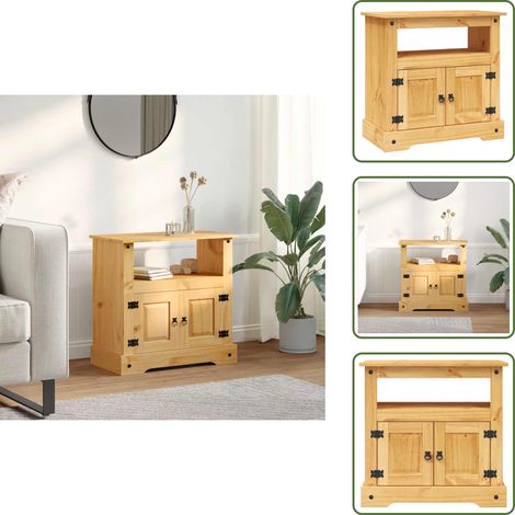 The Living Store Mobile Porta TV Legno Pino Messicano Corona Range 80x43x78 cm - TV in legno