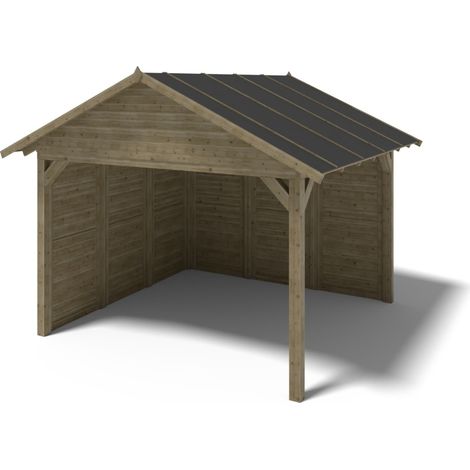 Gazebo da giardino in legno pergola 4.04x4.04 m con pannelli - Impregnata - ALT125 (1/5)