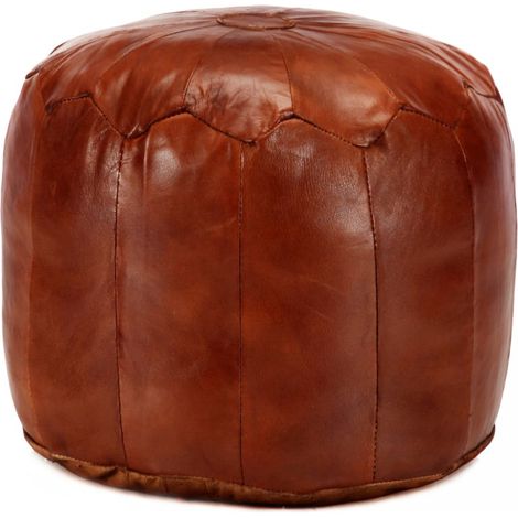 Pouf Hellbraun 40 x 35 cm Echtes Ziegenleder vidaXL (1/5)