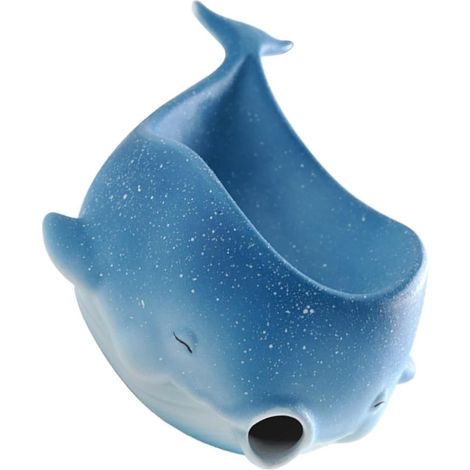 Porte-savon en céramique en forme de baleine avec système d'évacuation automatique