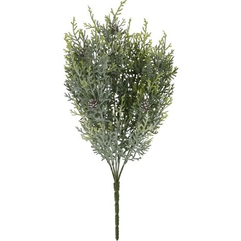 Frosted Pine Spray Stem with Pinecones - Plastic - L30 x W30 x H49 cm - White