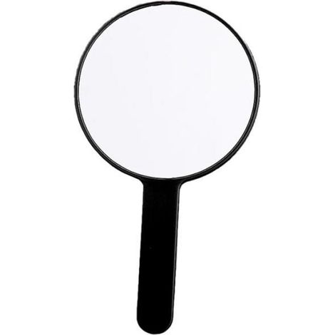 Miroir à main avec poignée, miroir à main double face, miroir grossissant, miroir cosmétique portable, rond noir (1/4)