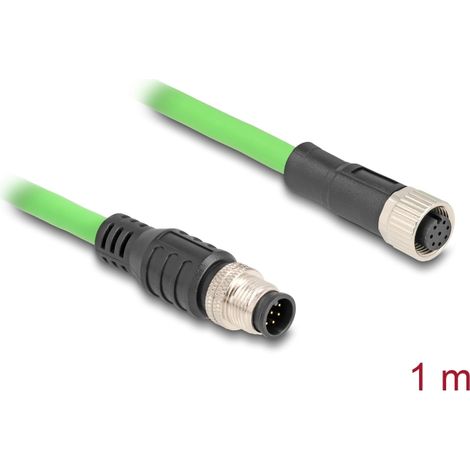 Delock Cable M12 codificado A 8 pin macho a hembra PUR (TPU) 1 m