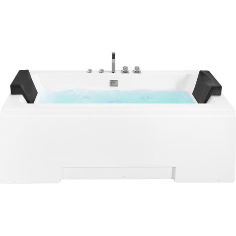 Bañera de hidromasaje de acrílico sanitario blanco y vidrio rectangular doble 157 x 85 cm con reposacabezas diseño moderno Galley (1/5)