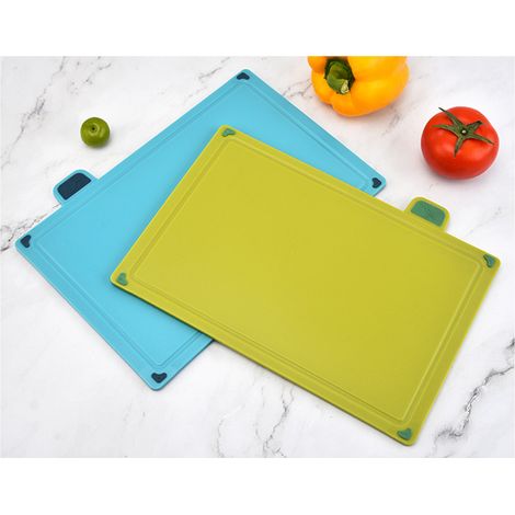 Set mit 4 farbenfrohen Schneidebrettern aus Kunststoff für Obst, Gemüse und Lebensmittel, rutschfest, für die Küche, unregelmäßiges Schneidebrett-Set ZC-002 (1/5)