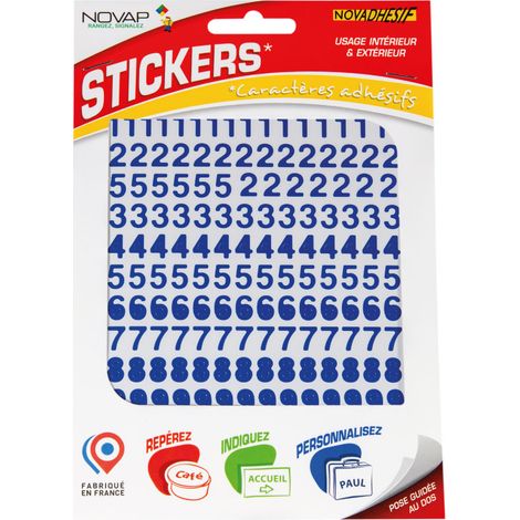 Chiffres autocollants 10mm Bleu NOVADHESIFS - 4370071 (1/5)