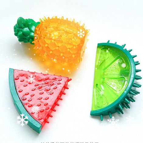 Anneau de dentition pour chien en 3 parties - Rafraîchissant - Pastèque, citron et ananas - Congelable - Jouet à mâcher pour chien - Soin dentaire pour chien - Idéal pour la poussée dentaire des petit (1/5)