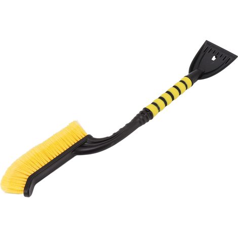 Brosse à neige, grattoir à glace amovible, outil de déneigement avec poignée ergonomique en mousse pour voitures et camions, jaune et noir (1/5)