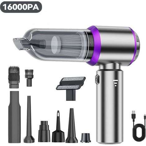 Aspirateur de voiture portable sans fil, aspirateur à main avec moteur sans balais haute puissance d'aspiration de 16 000 Pa (1/5)
