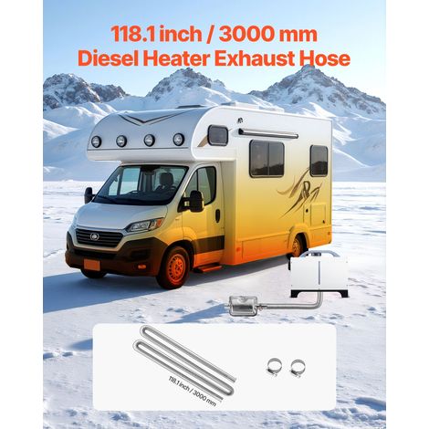 Tuyau échappement flexible 3000 mm inox, durite sortie chaudière diesel avec 2 colliers, kit accessoires pour chauffage 2KW 5KW 8KW (1/5)