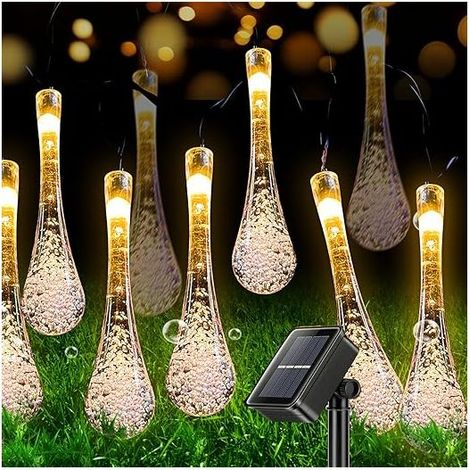 Guirlande Lumineuse Solaire - 50 Led, 7M Décorations Extérieures Pour Jardin - 8 Modes, Étanches Lampes Festons Pour Fêtes,Terrasse, Cours Et Arbre - Blanc chaud (1/5)
