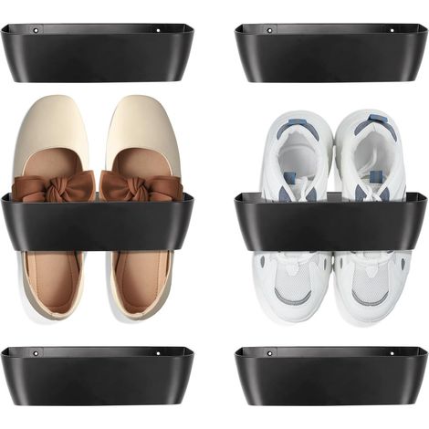 6 Porte Chaussures Mural, Suspendue pour Etagère de Rangement (1/5)