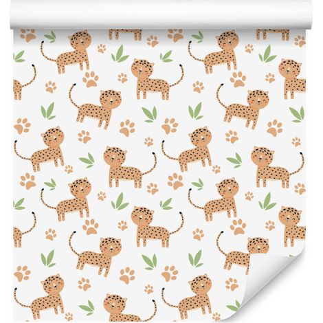 Leopardenmuster-Tapete, weiß und cremefarben, für Wohn- und Schlafzimmer, 50 x 1000 cm (1/5)