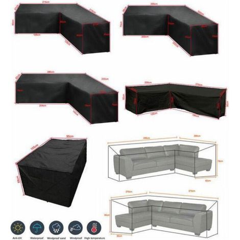 Housse pour canapé d’angle de jardin 215x215x87cmImperméable et résistante aux UV, à la gèle et les ternissements (1/4)