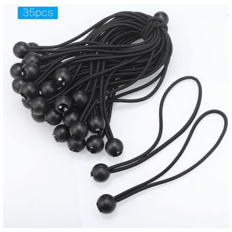 Tendeur Élastique, 35×Noir Bungee Tendeur Boule(20CM) Corde Elastique pour Bache, Elastique Crochet Portable Durable pour bannière, Bâches, Pavillons, Tentes (1/5)