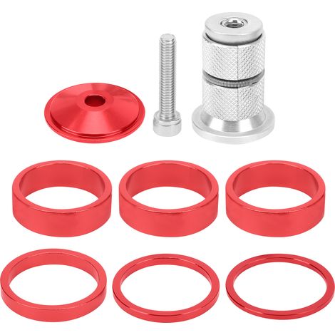 6pcs Entretoises de Potence Vélo Aluminium Alliage pour Guidon VTT Montagne Rouge (1/5)
