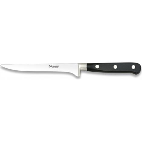 Coltello per disossare Albainox con mango in poliossimetilene nero, lama in acciaio inossidabile da 15 cm, 17392