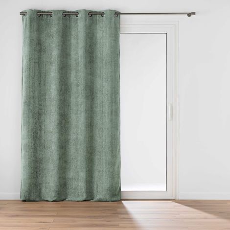 Rideau en Velours Chenillé "Leo" 140x260cm Vert Sauge (1/5)