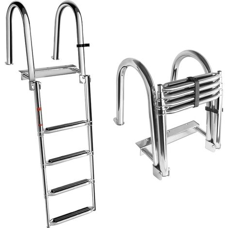 Échelle de bain pour bateau - acier inoxydable - 4 marches antidérapantes - Pour pont de yacht, piscine - Charge maximale : 200 kg (1/5)