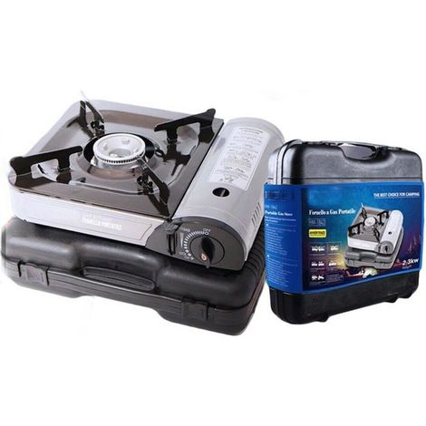 Fornello Portatile a Gas Butano da 2300W 160g/h Fornello da Campeggio con Custodia 33x29x10cm (1/5)
