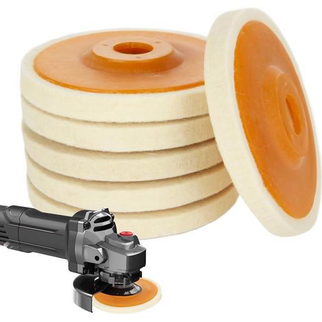 Lot de 6 embouts polissants pour meuleuse d'angle 125 mm - Disque polissant en laine pour métaux, verre, céramique, marbre, voiture (1/5)