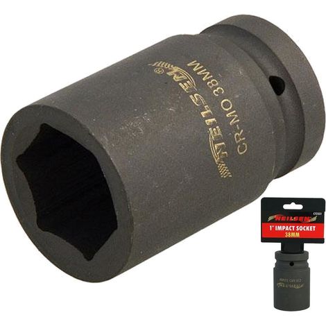 Neilsen 1" Drive Standard Deep Square Metric Single Impact Socket 38mm (1/2)