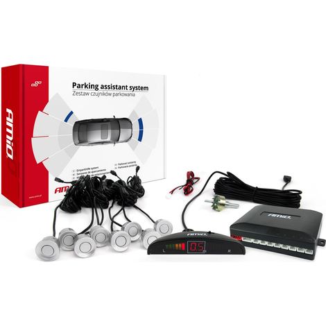 Kit de sensores de estacionamiento traseros LED, 8 sensores, color plata amio-01598 (1/5)