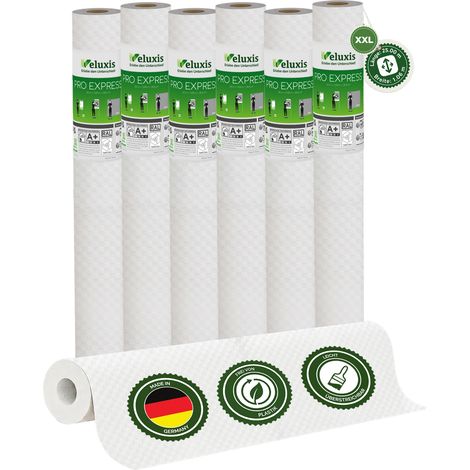 Vliestapete Vliestapete weiß – Renoviervlies Reliefmuster 6er Set, 6 x 25,00 m x 1,06 m, rissüberbrückend, blickdicht, überstreichbar, Made in Germany – Veluxis