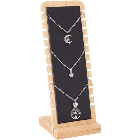 Présentoir à Collier en Bois, Présentoir à Collier Chevalet, Présentoir à Bijoux, Support de Vitrine de Collier, Panneau pour Bijoux, 12 Emplacements Porte Collier, Pour Collier, Pendentif-Muntra (1/5)