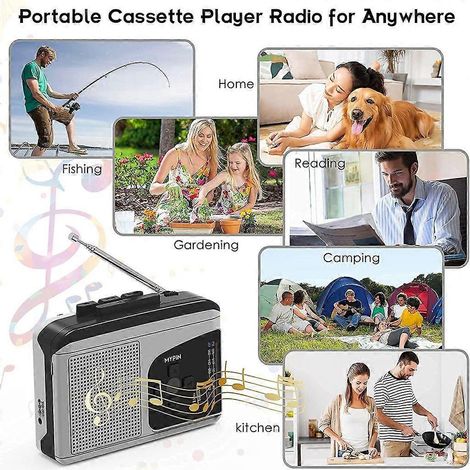 Lecteur de cassettes radio AM/FM, convertisseur de cassettes en MP3, enregistreur vocal (1/4)
