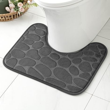 Tapis de Bain Antidérapant en Mousse à Mémoire Gris 40x50cm (1/5)