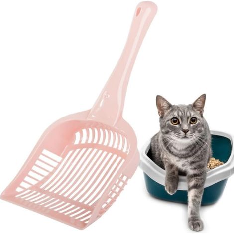 Paletta per lettiera per gatti – Grande, comoda impugnatura, setaccio fine da 5 mm, facile da pulire – Colore casuale – 32x14,5 cm