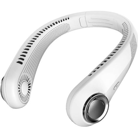 Tragbarer, klingenloser Nackenventilator, USB-aufladbar, weiß - (1/5)