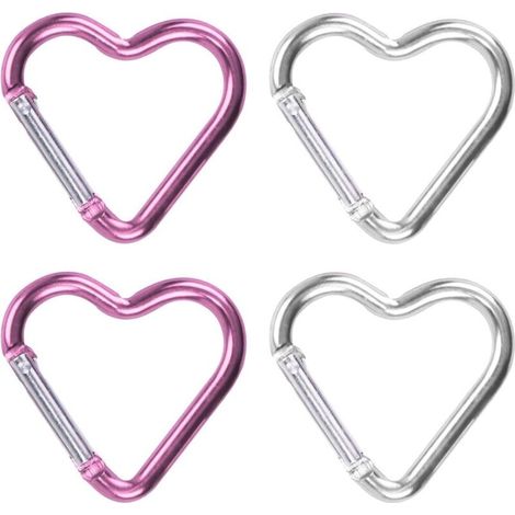 4er-Pack herzförmige Karabiner aus Aluminiumlegierung für Wasserflaschen, Rucksäcke, Schlüsselanhänger, Outdoor-Zubehör (1/5)